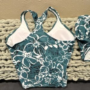 Teal Floral Tankini Top